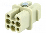 Connector: rectangular | female | Han Q | PIN: 8 | size 3A | crimped | 50V