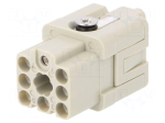 Connector: HDC | female | HQ | PIN: 8 | 7+PE | size 1 | w/o contacts | 10A