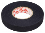 Tape: fixing | W: 15mm | L: 25m | Thk: 0.25mm | black | rubber | rayon