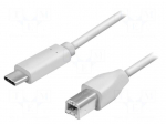 Cable | USB 2.0 | USB B plug,USB C plug | 2m | grey