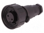 Connector: circular | plug | female | PIN: 2 | 12A | 250V | IP68 | UL94V-0