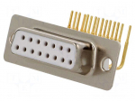Connector: D-Sub | PIN: 15 | socket | female | on PCBs | angled 90&deg; | THT