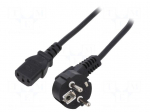 Cable | 3x0.75mm2 | CEE 7/7 (E/F) plug angled,IEC C13 female | PVC