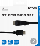 Cable DELTACO DisplayPort to HDMI, 4K UHD, 3m, black / DP-3030-K / R00110013
