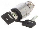 Switch: rotary with key | 22mm | Stabl.pos: 3 | black | none | IP66