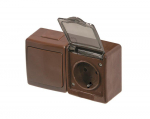 BETA block surface switch + rozete with grounding and transparent cover brown IP44