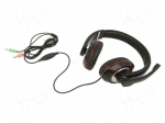 Headphones with microphone | black | Jack 3,5mm x2 | 1.8m | 32&Omega;