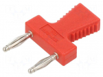 Laboratory connector: 2mm banana | stackable safety shunt | red