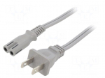 Cable | 2x18AWG | IEC C7 female,NEMA 1-15 (A) plug | PVC | 5m | grey
