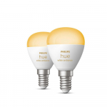 Philips Hue baltie toņi 4.3W Luster E14 gudrā spuldze 2P EU 929003573702 8719514491168