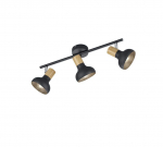 Trio Latika spotlight 3-pc E14 matt black/wood gaismeklis R81523032 4017807576993
