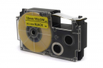 Label Tape JetWorld for use in Casio  Black on Yellow 12mm x 8m (PT-12YW1, PT12YW1, XR-12YW1, XR12YW1)