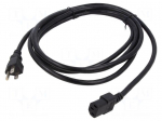 Cable | 3x18AWG | NEMA 5-15 (B) plug,wires | PVC | 2m | black | 10A | 125V