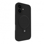 Back panel cover Evelatus Apple iPhone 16 Premium Magsafe with Stand Soft Touch Silicone Case Black