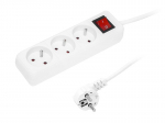 Elektrimaterjalid // Elektri laiendid, Pikendusjuhtmete, hajutuste ja UK ja USA adapterite komplekt // 98-731# Przedłużacz sieciowy pr-370wsp 3-gniazda z uziemieniem+wyłącznik 1,5m biały 3x1,5mm