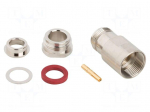Connector: N | plug | female | straight | 50&Omega; | soldering,clamp | PTFE