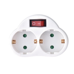 ADAPTOR WITH ON/OFF SWITCH - 2 SOCKETS - SCHUKO
