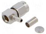 Connector: SMA | plug | plug | angled | 50&Omega; | crimped | PTFE