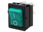 ROCKER | DPST | Pos: 2 | OFF-ON | 16A/250VAC | green | neon lamp 250V