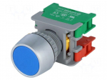 Switch: push-button | Stabl.pos: 1 | NC + NO | 3A/230VAC | 22mm | blue