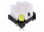 Switch: keypad | Pos: 2 | SPST-NO | 0.1A/28VDC | white | LED | yellow | THT