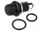 Fuse holder | 6.3x32mm | 16A | 250VAC | on panel | black | thermoplastic