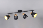 Trio Valentin spot 4-pc E14 matt black/gold/wood gaismeklis R81924032 4017807637434