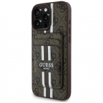 Other goods Guess Guess 4G Stripes case with Magsafe wallet for iPhone 16 Pro Max brown