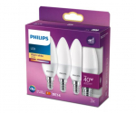 PHILIPS LED 40W B35 E14 Silti balta 2700K matēta 3 gab spuldze 8719514310070 929003541172