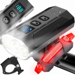 Spordiks ja aktiivseks puhkuseks // Bicycle accessories // Mocna lampka rowerowa światło led prz&oacute;d + tył 900lm latarka 2500mah - er1032