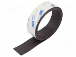 Tape: magnetic | W: 25mm | L: 1m | Thk: 1.5mm | acrylic | black | max.70&deg;C