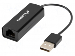 USB to Ethernet adapter | RJ45 socket,USB A plug | USB 2.0 | black