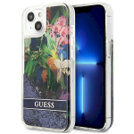 Guess GUHCP13SLFLSB Flower Liquid Glitter Hardcase for iPhone 13 mini 5,4" / blue