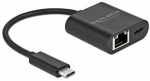DeLOCK USB-C adapter> Gigabit LAN + PW black - LAN 10/100/1000 Mbps with Power Delivery
