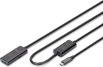 Aktivne USB-C - USB-A pikenduskaabel, USB 3.2 Gen1 5Gbps, 10m