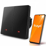 Qoltec 52708 Smart 2-Gang Light Switch | Wi-Fi | Timer | Tuya | Smart life | Black