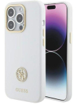 Back panel cover Guess Apple iPhone 15 Pro Max 6.7 hardcase Silicone Logo Strass White