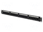 Patch panel | RACK | black | RJ45 socket x24 | rack 19" | 19" | Cat 5e
