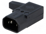 Connector: AC supply | plug | male | 10A | IEC 60320 | C14 (E) | right