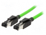 Patch cord | SF/UTP | 5 | solid | Cu | PVC | green | 3m | 22AWG | Cores: 4