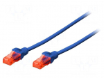 Patch cord | U/UTP | 5e | stranded | CCA | PVC | blue | 2m | 26AWG