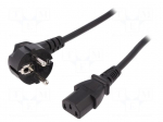 Cable | CEE 7/7 (E/F) plug angled,IEC C13 female | 2.5m | black