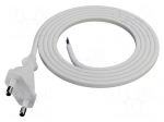 Cable | CEE 7/16 (C) plug,wires | 1.5m | white | PVC | 2x0,75mm2 | 2.5A