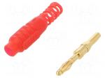 Plug | 2mm banana | 10A | 30VAC | 60VDC | red | Connection: soldering