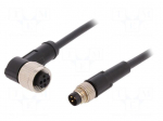 Connection lead | M12,M8 | PIN: 3 | 1m | plug | 60VAC | 4A | -25&divide;80&deg;C | 60VDC