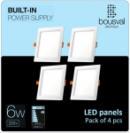 Komplektis 4 ruudukujulist Valgusti s&uuml;vistatav LED-paneeli 6W 3000K 118x118x29mm koos sisseehitatud