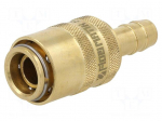 Quick connection coupling | straight | max.15bar | brass | Seal: FPM