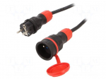 Extension lead | 3x2.5mm2 | 5m | rubber | black | Sockets no: 1 | 16A