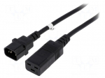 Cable | 3x1.5mm2 | IEC C14 male,IEC C19 female | 2m | black | 10A | 250V