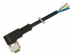 Cable: for sensors/automation | M12 | PIN: 12 | angled | 3m | plug | 30VDC